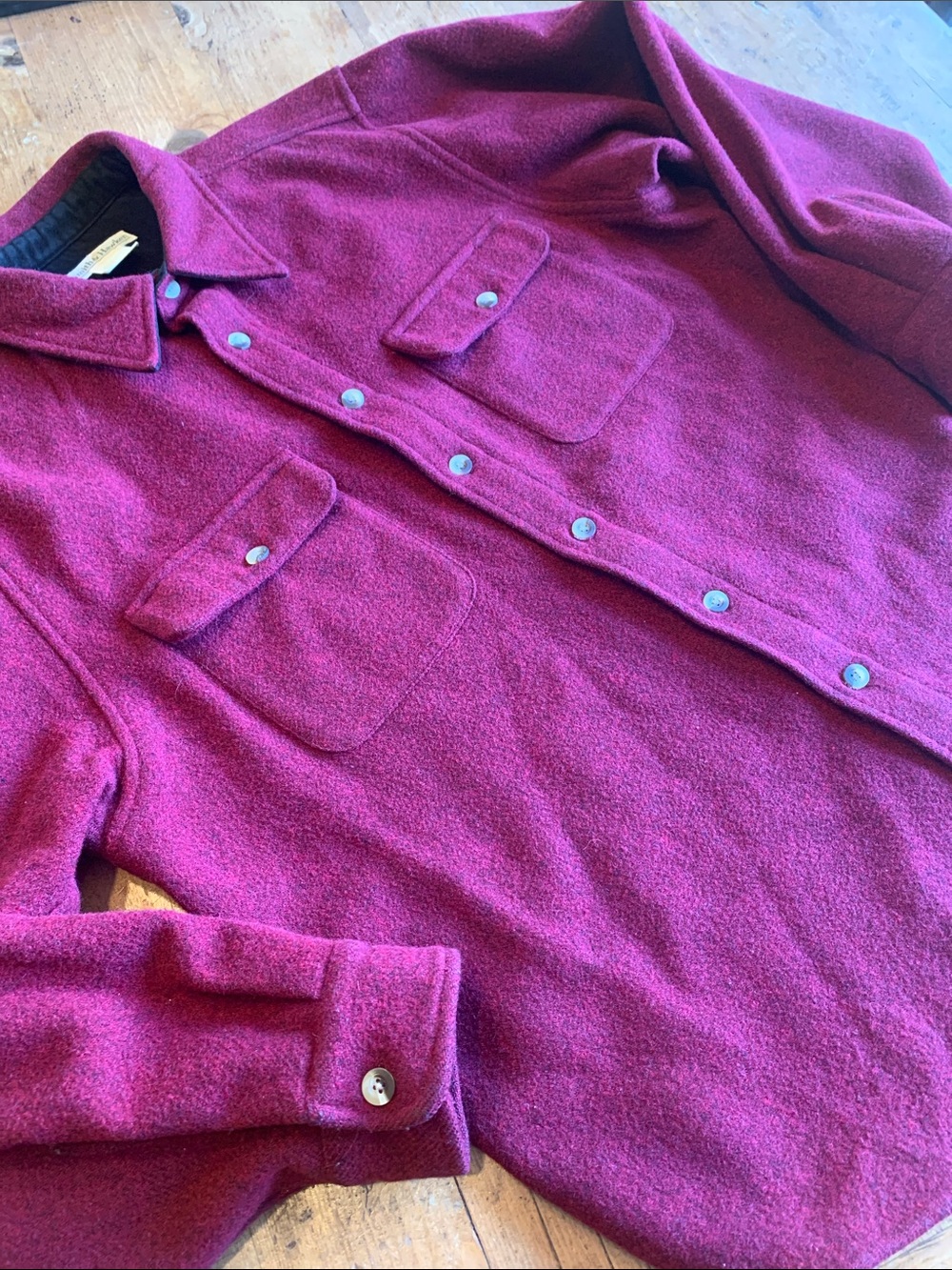 Vintage Smith & Hawken Men's Shirt Jacket 90s in Deep Burgundy